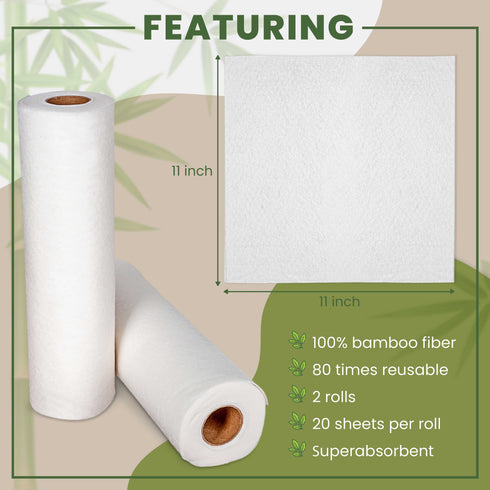 Reusable Paper Towels 2 Rolls - Best Bamboo Paper Towels